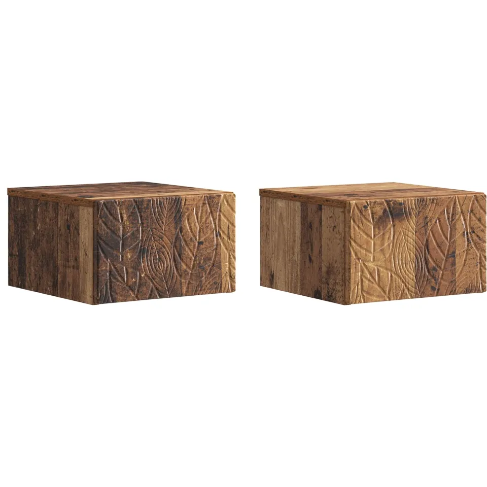 vidaXL Wandmontage Zijtafel 2 st Oud hout 34,5 x 33 x 20 cm Bruin