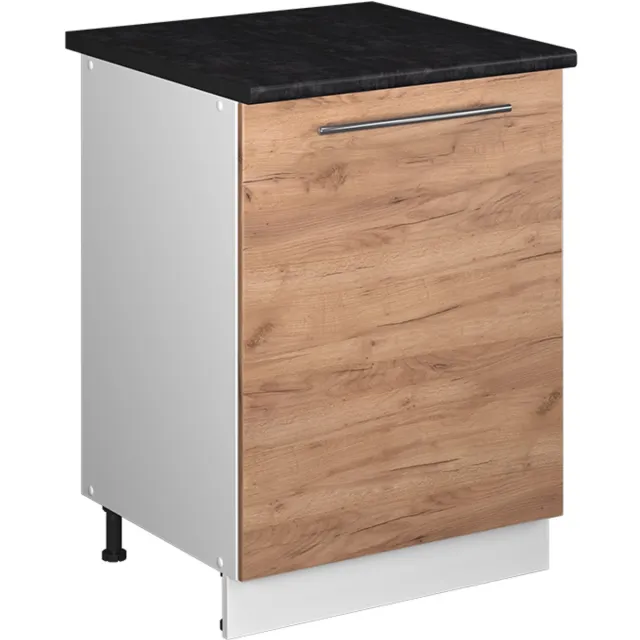 Vicco Wastafelkast Fame-Line, Goudkleurig Eiken/Wit, 60 cm