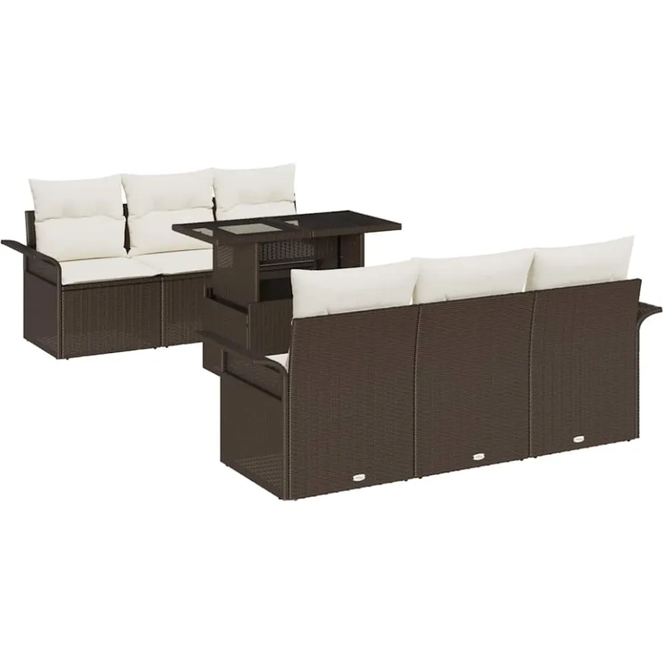 vidaXL Tuin Sofa Set 7 st Bruin [Synthetisch]: Poly Rattan