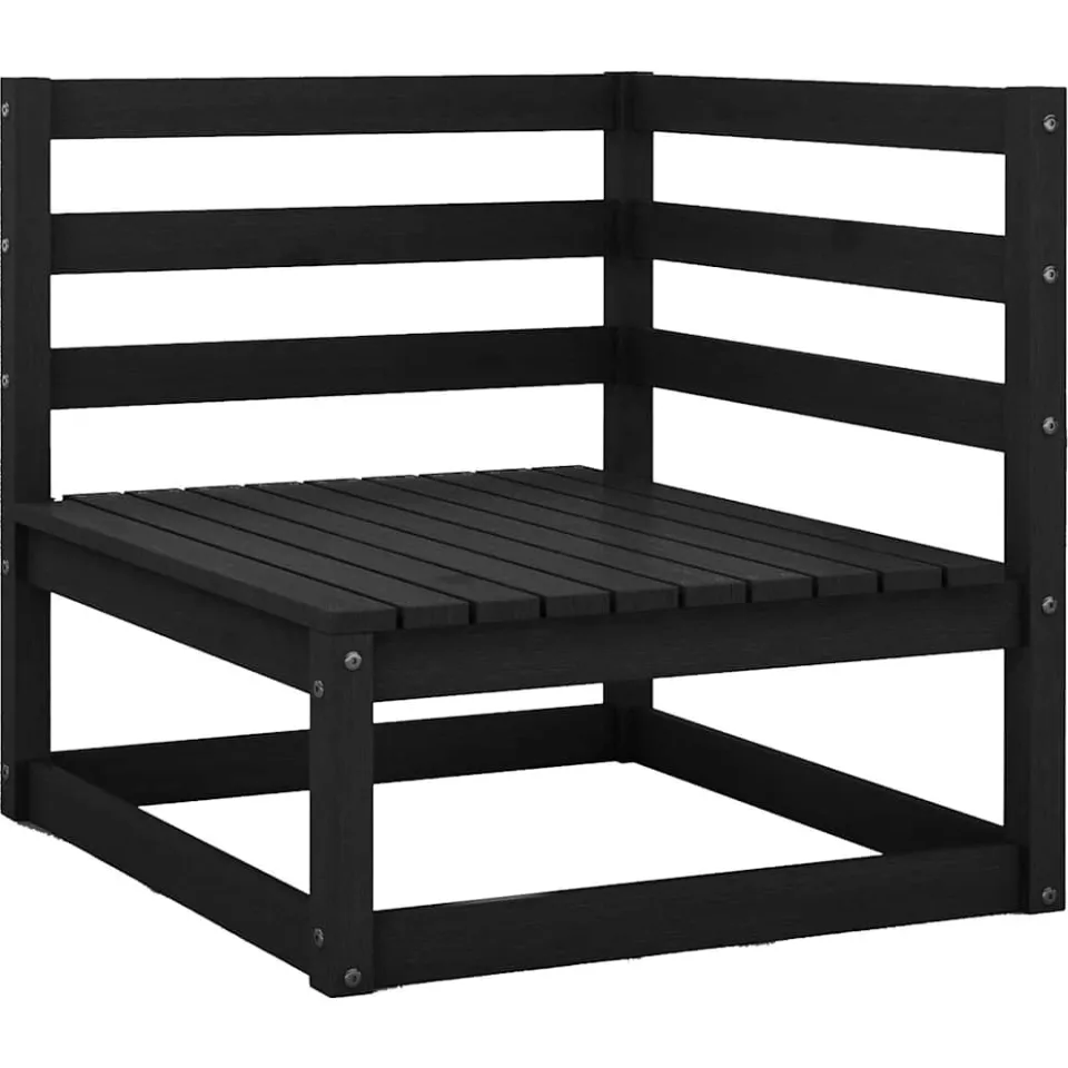 vidaXL 8-delige Loungeset met kussens massief grenenhout zwart, foto 4