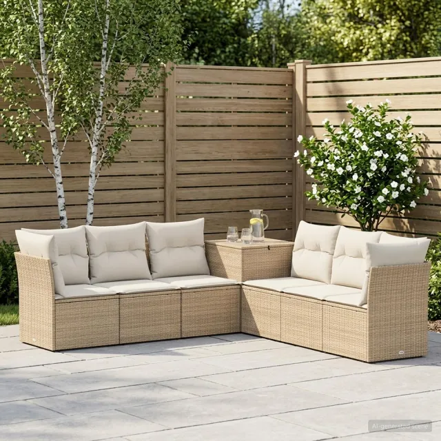 vidaXL Bankstel 7 st Beige en Crème Wit 234 x 234 x 85 cm