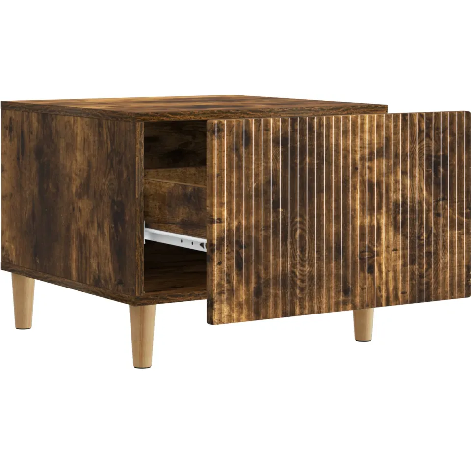 vidaXL Salontafel met lade Gerookt eiken 49 x 50 x 40 cm Bewerkt hout, foto 5