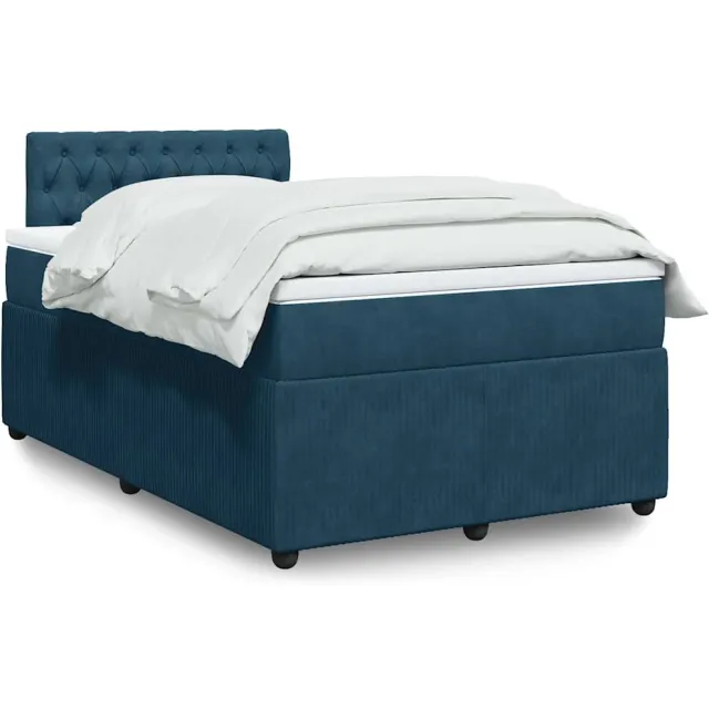 vidaXL Boxspring met matras fluweel blauw 120x200 cm