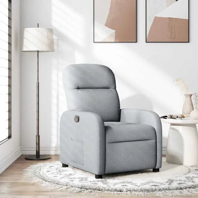 vidaXL Fauteuil verstelbaar stof lichtgrijs