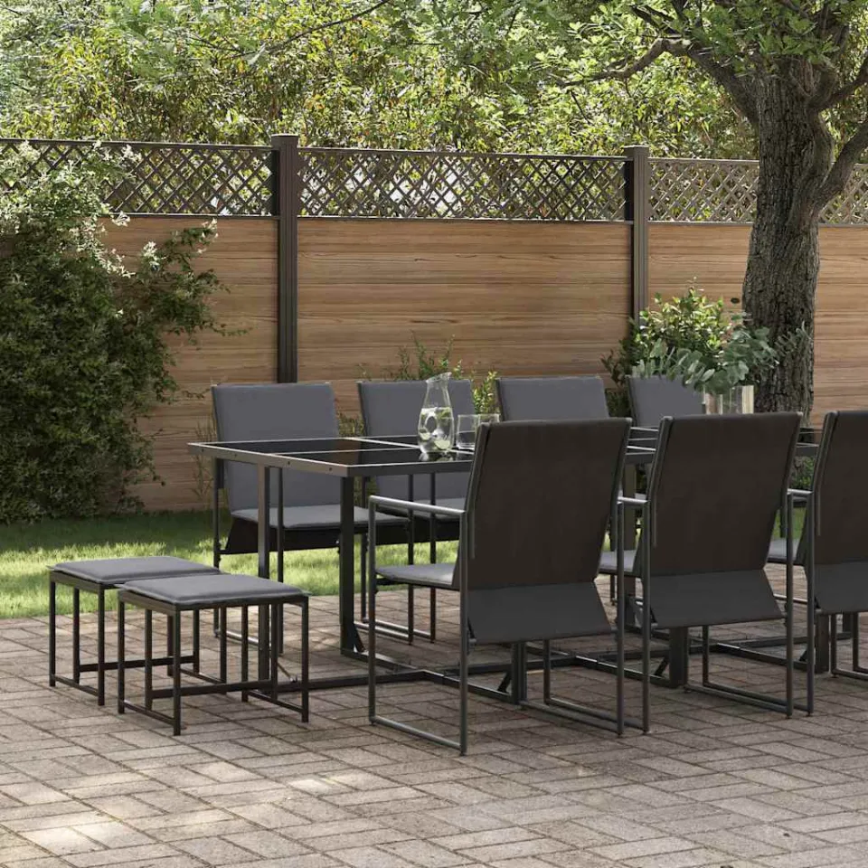 vidaXL Tuin eettafelset 13 st Zwart Staal, foto 3