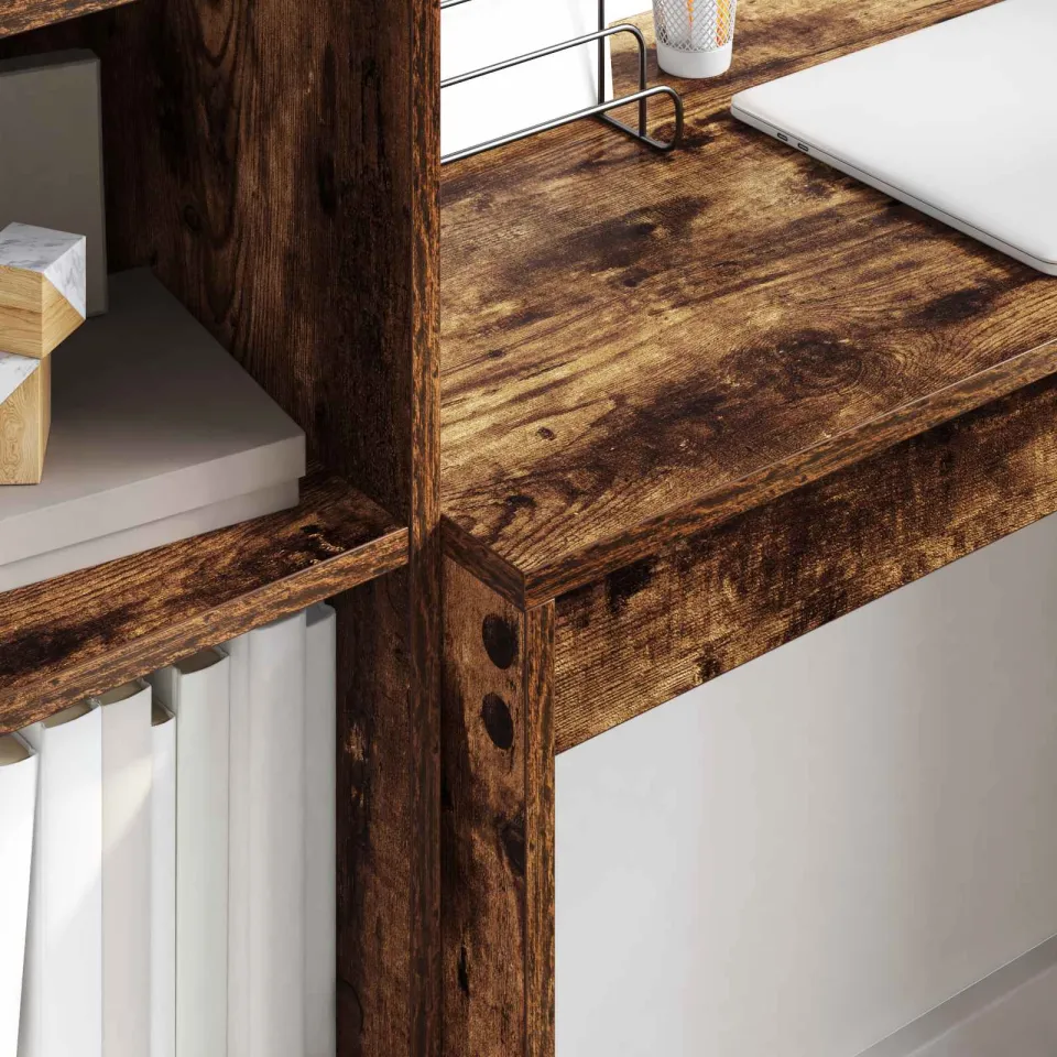 vidaXL Bureau Gerookt eiken 125,5 x 40 x 127 cm 2 st, foto 4