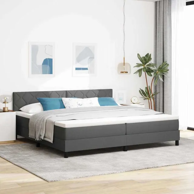 vidaXL Boxspring bed met hoofdeinde Donkergrijs 200 x 200 cm Stof