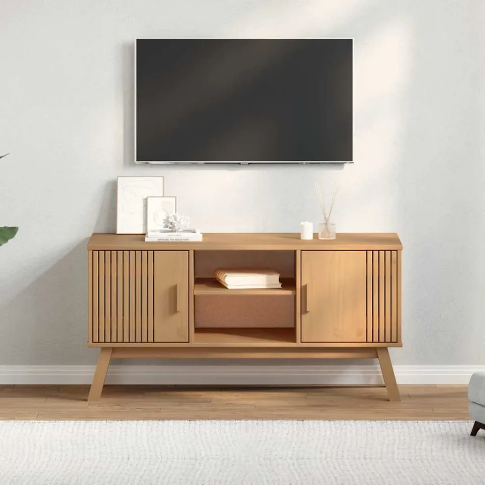 vidaXL Tv-meubel OLDEN 114x43x57 cm massief grenenhout bruin, foto 3