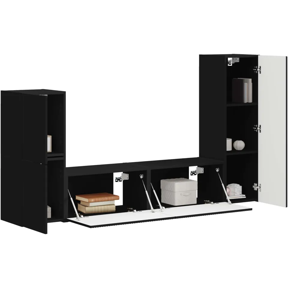 vidaXL Tv-meubelset 4 st 30 x 31 x 100 cm Zwart