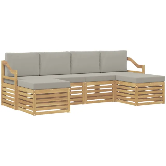 vidaXL Buiten - bank - set - 6 - st - 6-zits - Wit - en - Lichtgrijs - Polyester Wit en Lichtgrijs