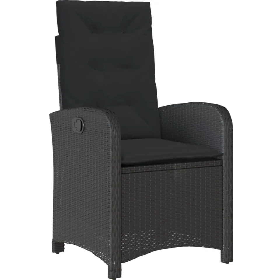 vidaXL 7-delige Tuinset met kussens poly rattan zwart, foto 3
