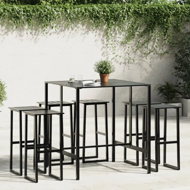 vidaXL 7-delige Tuinbarset gepoedercoat staal zwart, foto 2