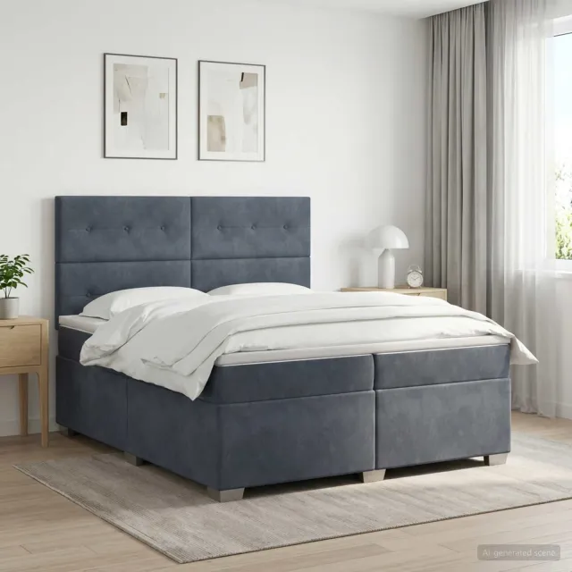 vidaXL Boxspringbed met matras Donkergrijs 200 x 200 cm Fluweel