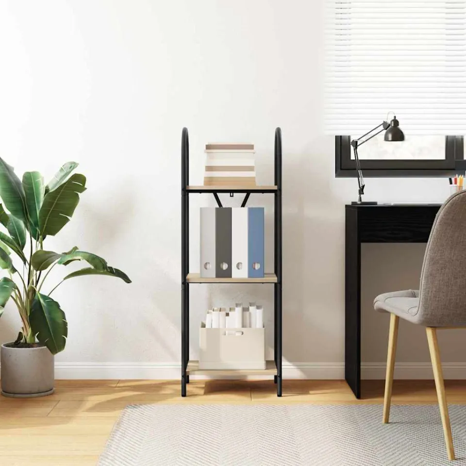 vidaXL Boekenkast 3-laags 40 x 30 x 109 cm Bewerkt hout Sonoma Eiken, foto 4