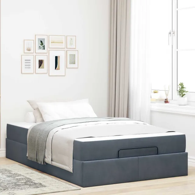 vidaXL Bedframe met matras 2 st Dim Grijs Fluweel Middelgrijs