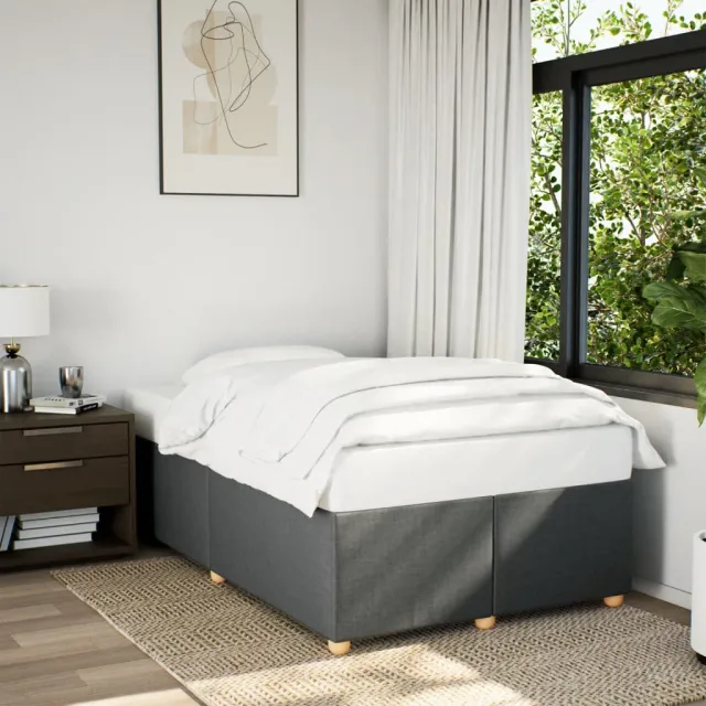 vidaXL Bedframe zonder matras 120x190 cm stof donkergrijs grijs