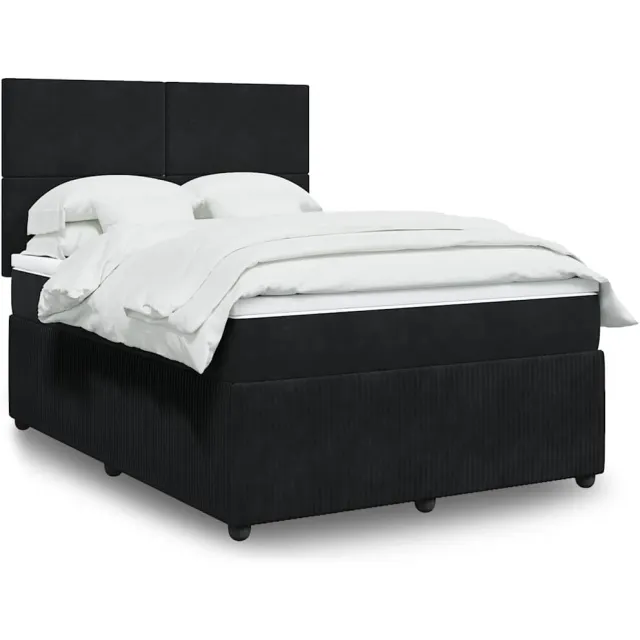 vidaXL Boxspring met matras fluweel zwart 160x200 cm