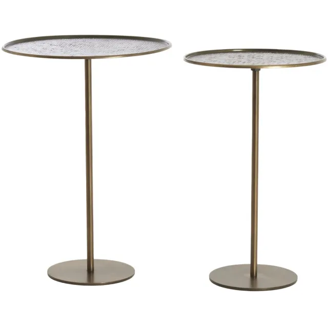 Light & Living Bijzettafel LIA - Ø38x54 cm - Bruin - Set van 2