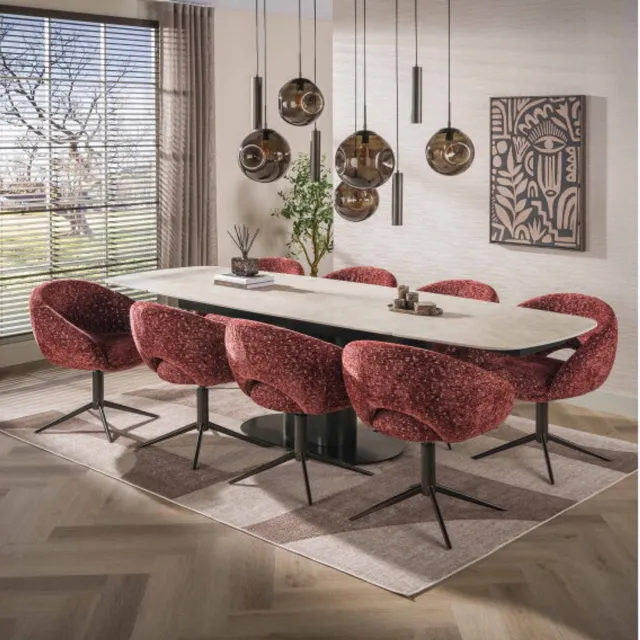 Meubelplaats Eetkamerstoel Cavo draaibaar met armleuningen - Delviro bordeaux rood-bruin - eetkamerstoelen set van 2