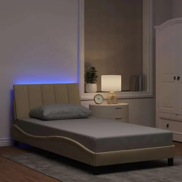 vidaXL Bedframe zonder matras "Hanko" 100x200 cm stof crèmekleurig