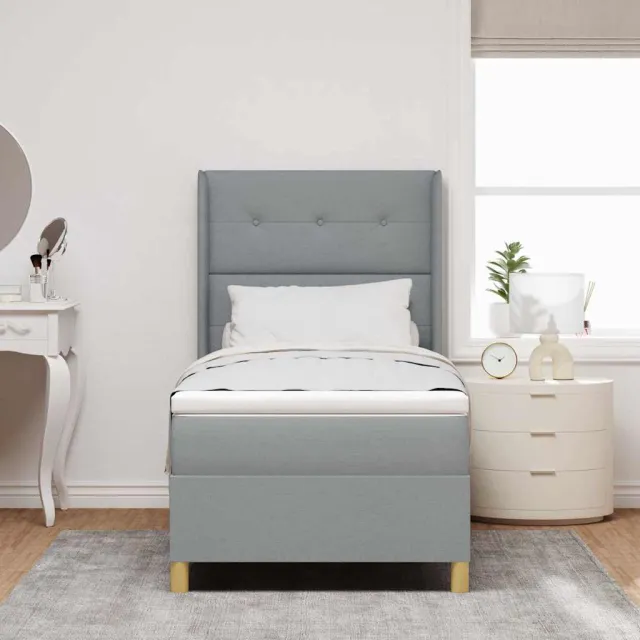 vidaXL Boxspringbed met hoofdeinde Lichtgrijs 90 x 200 cm Stof