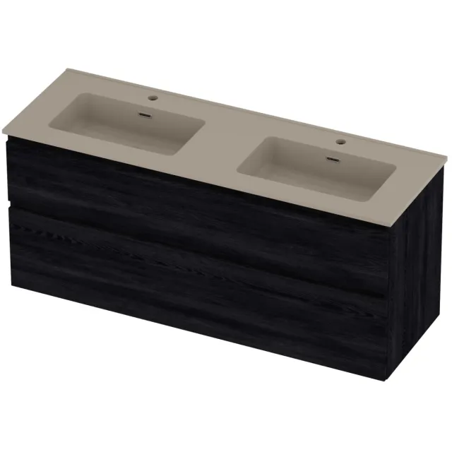 Proline Tribute Badmeubelset Porselein Elegant Dubbel 140x46x62 cm Mat Crème Cotton Black Oak Eiken