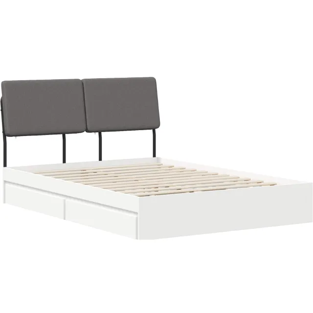 vidaXL Tweepersoonsbed met hoofdbord Wit en Lichtgrijs 140 x 190 cm