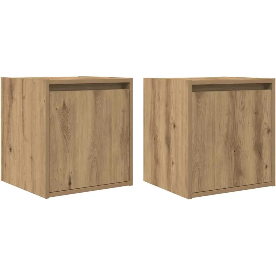vidaXL Nachtkastjes 2 st wandgemonteerd 38x34x40 cm artisanaal eiken Bruin