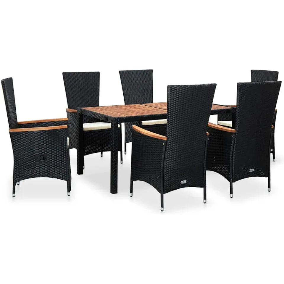 vidaXL 7-delige Tuinset poly rattan acaciahout zwart, foto 3
