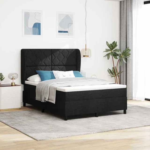 vidaXL Boxspring bed met hoofdeinde Zwart 160 x 200 cm Stof