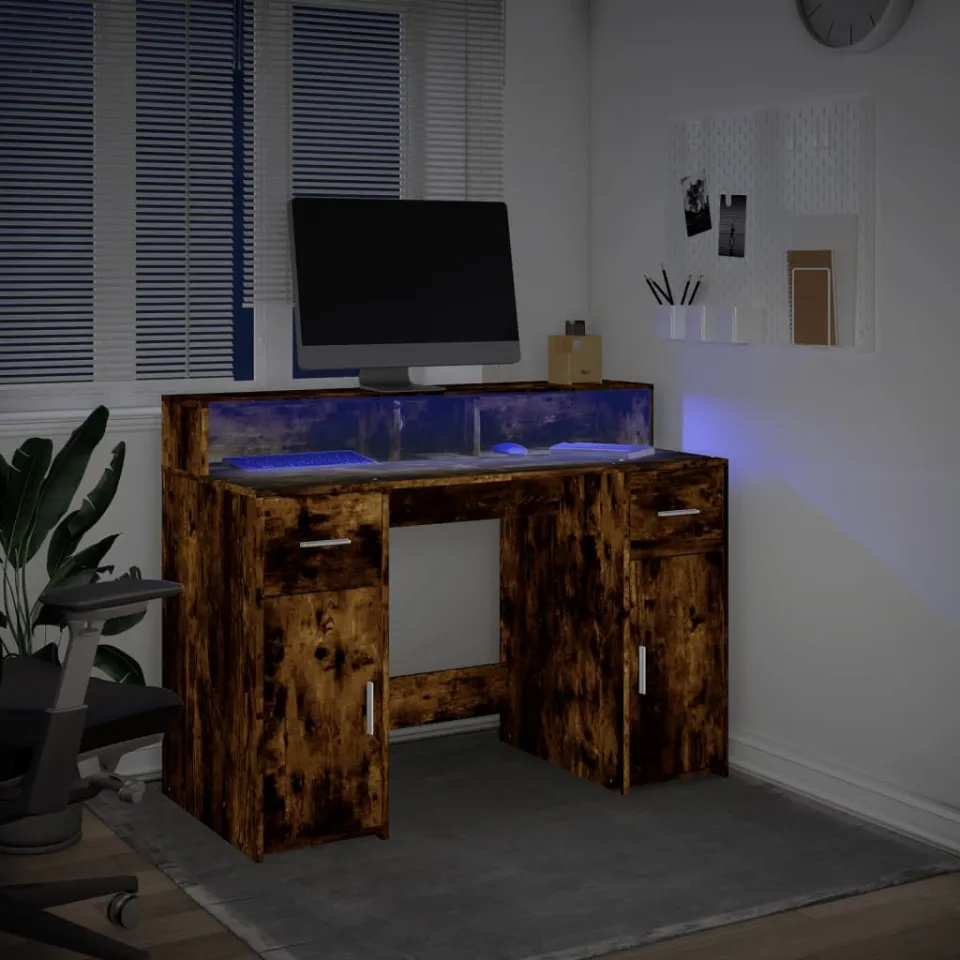vidaXL Desk Gerookt eiken 120 x 55 x 91 cm Engineered wood, foto 4