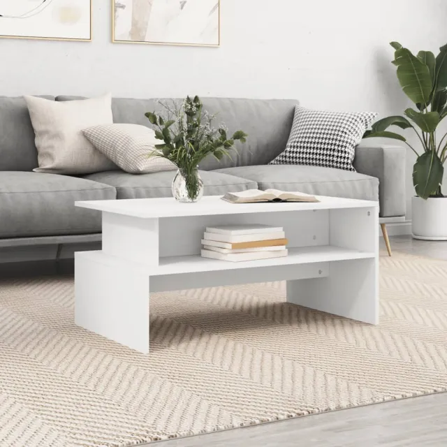 vidaXL Salontafel 90x55x42,5 cm bewerkt hout wit, foto 2
