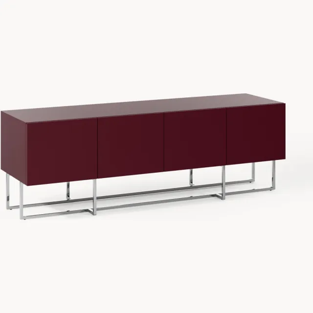 Westwing Collection Houten tv-meubel Joe Wijnrood, Zilverkleurig
