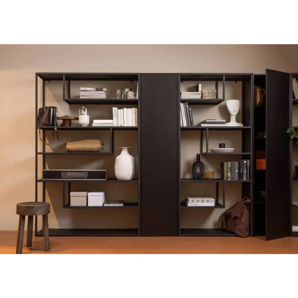 WOOOD Teun Vakkenkast - Metaal - Zwart - 188x85x35, foto 4