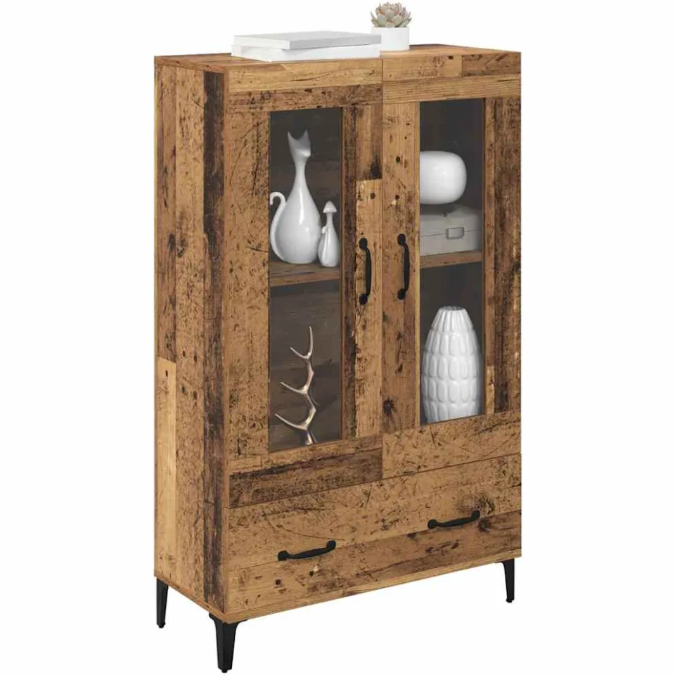vidaXL Highboard Oud Hout 70 x 31 x 115 cm Gemonteerd hout en ijzer bruin