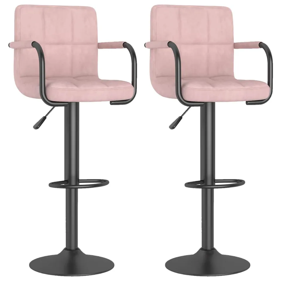 vidaXL Barkrukken 2 st fluweel roze, foto 3