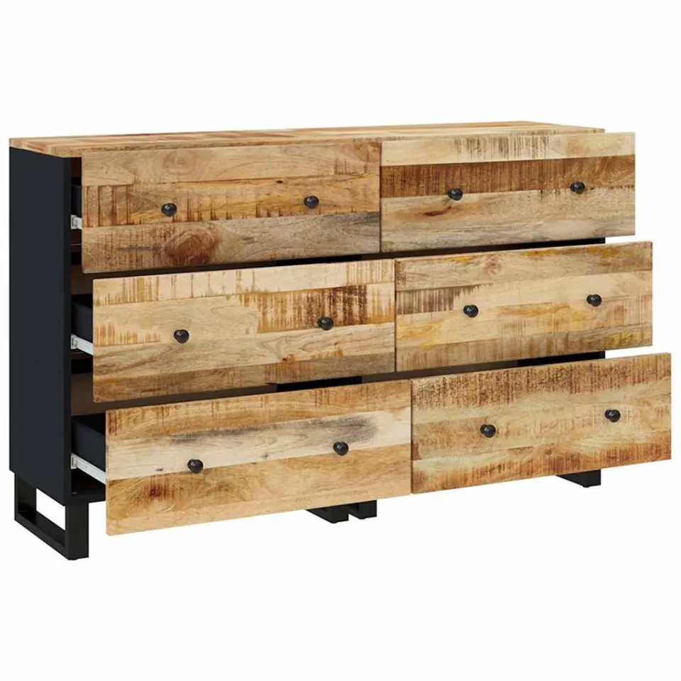 vidaXL Dressoirs 2 st 60x33x75 cm ruw mangohout bruin, foto 4