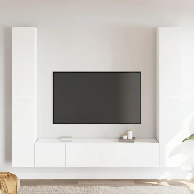 vidaXL 6-delige Tv-meubelset bewerkt hout wit