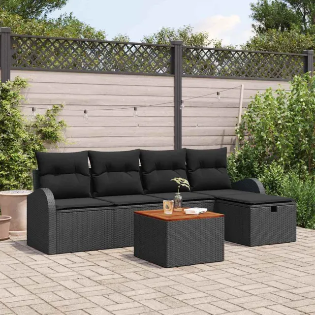 vidaXL Tuin Sofa Set 6 st Zwart poly rattan