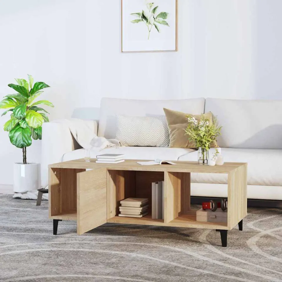 vidaXL Salontafel 102x50x40 cm bewerkt hout sonoma eikenkleurig, foto 3
