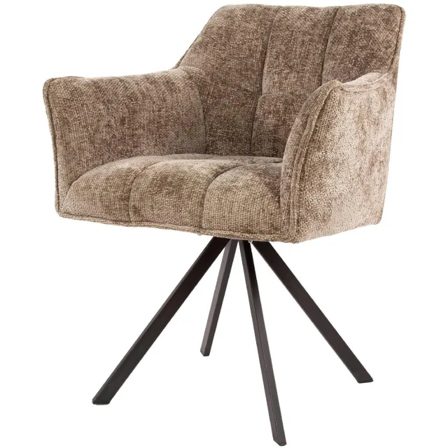 Set van 2 - Nest of Nora Eetkamerstoelen Elda - Draaistoelen met armleuning - Champagne
