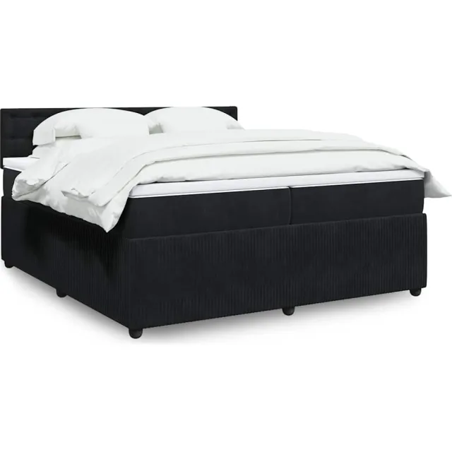 vidaXL Boxspring met matras fluweel zwart 200x200 cm