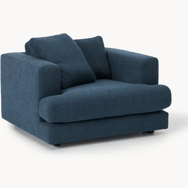 Westwing Collection Bouclé fauteuil Tribeca Blauw