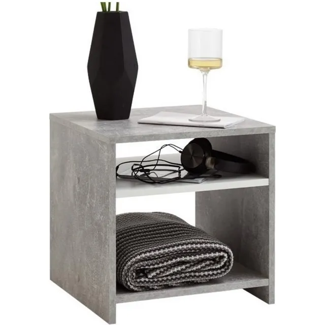 Fd Furniture Nachtkastje Lund 40 cm hoog in grijs beton Grijs,Grijs beton