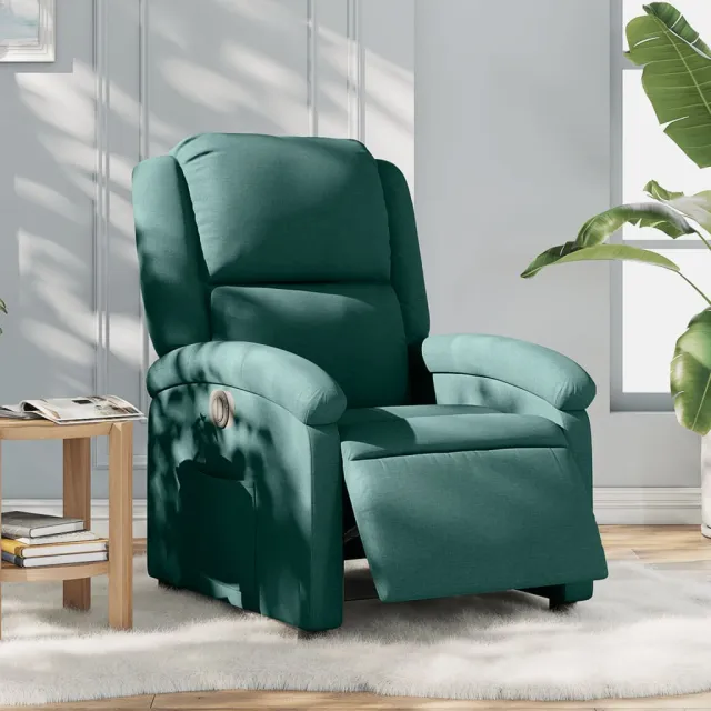 vidaXL Fauteuil verstelbaar elektrisch stof donkergroen groen