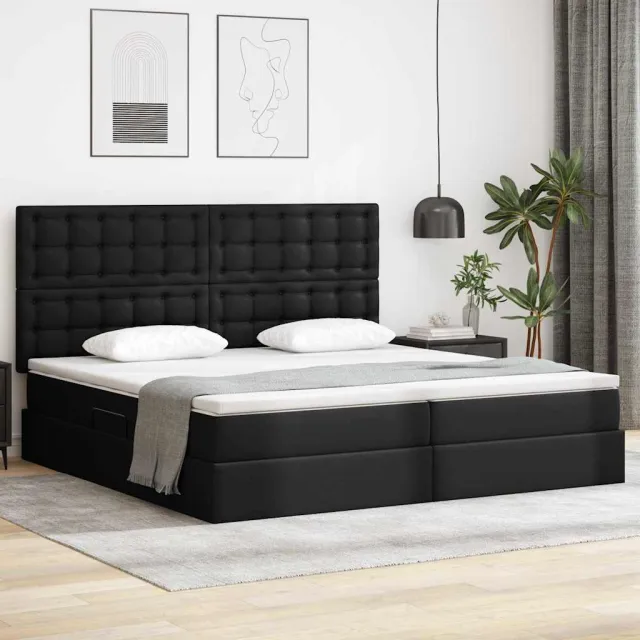 vidaXL Opslag bed Zwart 200 x 200 cm Nep Leer