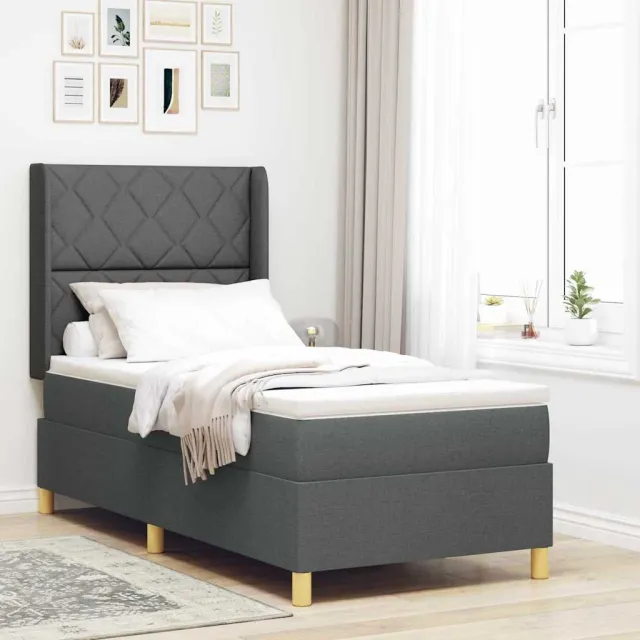 vidaXL Boxspringbed met hoofdeinde Donkergrijs 80 x 200 cm Stof
