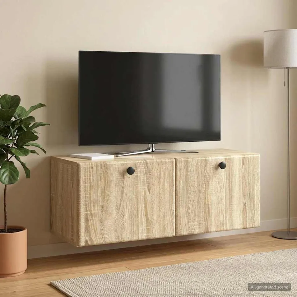 vidaXL Wandbeugel TV-kast 78,5 x 31 x 30 cm Sonoma Eiken Bewerkt hout, foto 4