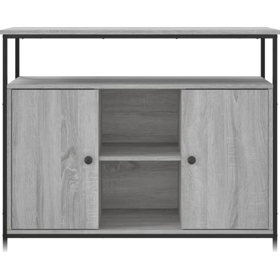 vidaXL Dressoir 100x35x80 cm bewerkt hout grijs sonoma, foto 4