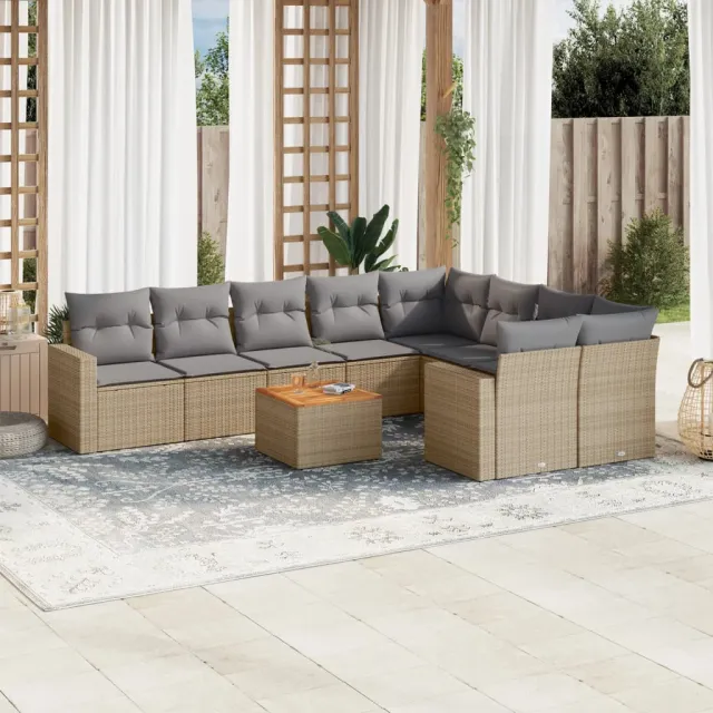 vidaXL Patio Sofa Set 9-zits Beige mix en grijs, foto 2